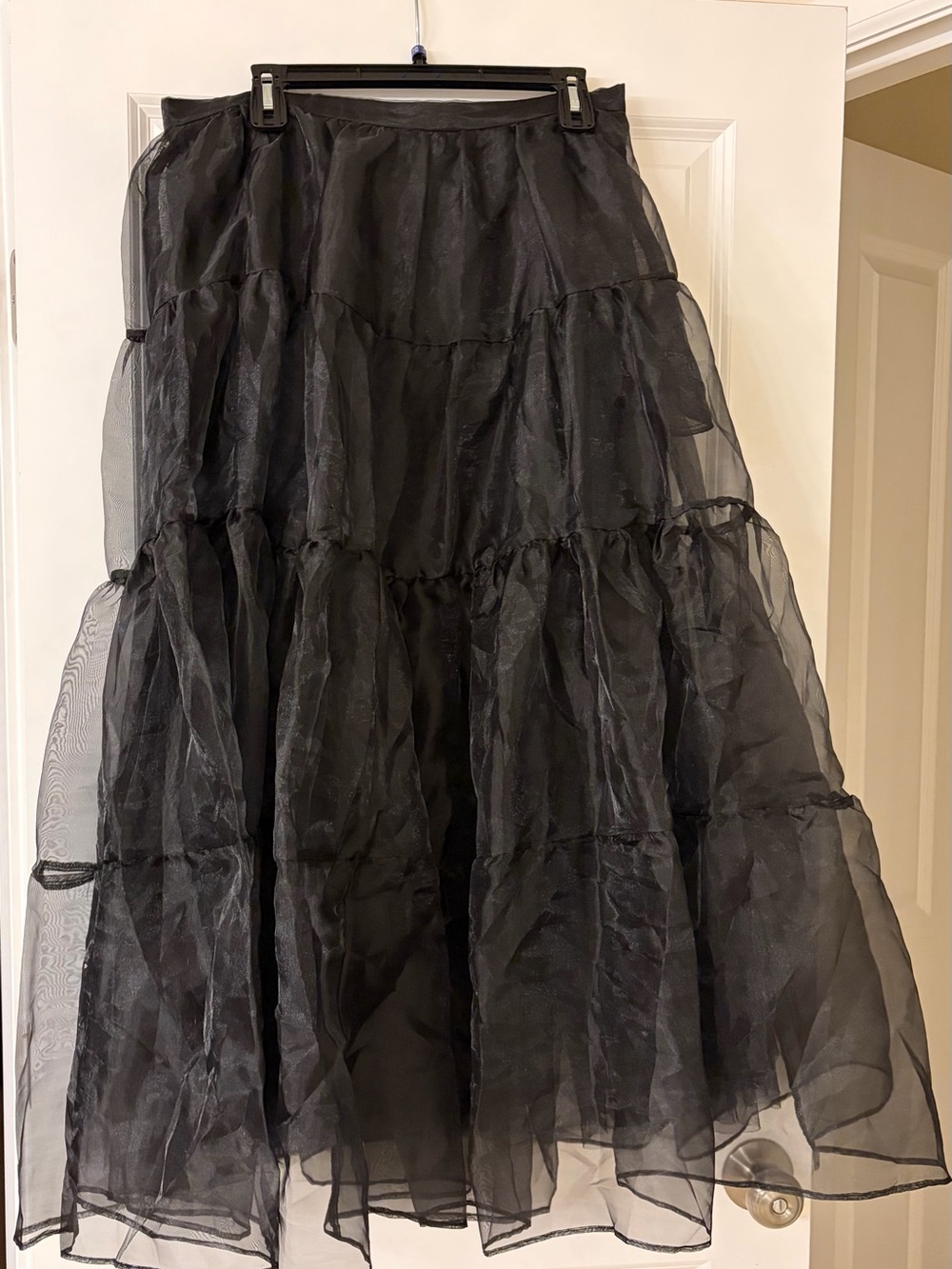 Black Tiered Organza Maxi Skirt - Women
